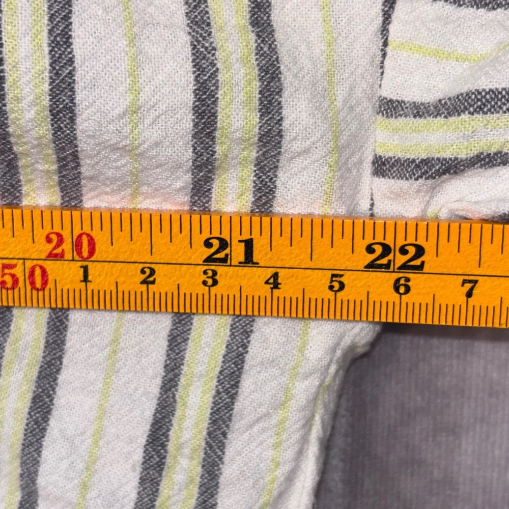 Loft Outlet Lounge Womens Medium Striped Linen Blend Button Down Shirt Grey - Picture 5 of 6